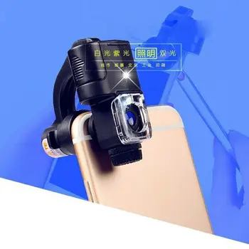 Univerzalni Prenosni 90X LED Magnifier UV Loupe Žep Mikroskop za Pametni Telefon Mobilni Telefon Povečevalno Steklo z LED Luči 13196