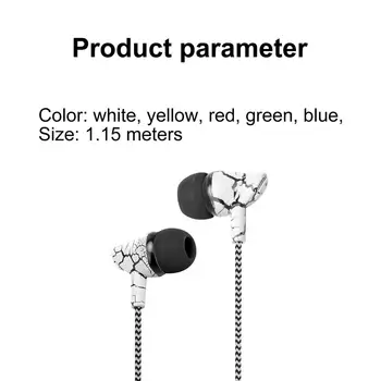 3,5 mm Univerzalno V Uho Šport Žične Slušalke Vezavi Crack Vzorec Nadzor Bas Slušalke Z Mikrofonom za Zmanjšanje Hrupa HD Klic Slušalke