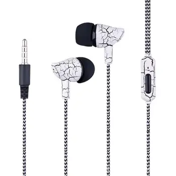 3,5 mm Univerzalno V Uho Šport Žične Slušalke Vezavi Crack Vzorec Nadzor Bas Slušalke Z Mikrofonom za Zmanjšanje Hrupa HD Klic Slušalke