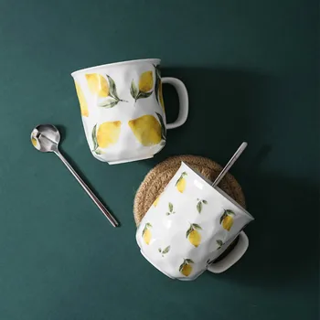 Retro Nordijska Skodelico Kave s Cvetjem z Ročajem Doma Mleka v Espresso Skodelico Porcelana Caneca Minimalističen Kave Urad Skodelice MM50MK