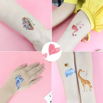 4 Listi/Paket Srčkan Risanka Živali Tetovaže Nalepke za Otroke Začasni Tattoo Body Art Tattoo Nalepke, Nepremočljiva