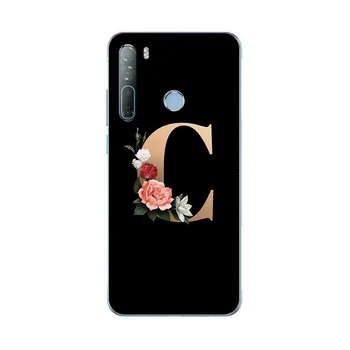 Za HTC Desire 20 Pro Željo 19 Plus Primeru, Luštna, Lepa Risanka Vzorec Rože Črnimi Črkami Silikonski Mehko Pokrov