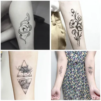 Nepremočljiva Začasni Tattoo Nalepke Black Rose Tattoo Moški Ženske Henna Cvet Tatoo Design Tattoo Nalepke, 3D DIY Body Art Tatoos 13358