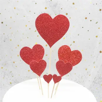 14pcs Ljubezen Srce Torto Pick Ustvarjalne Cupcake Pokrivalo Stranka materiala za valentinovo (Rdeča) 1335