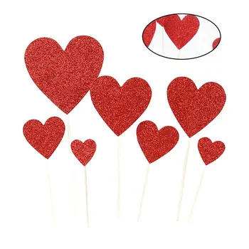 14pcs Ljubezen Srce Torto Pick Ustvarjalne Cupcake Pokrivalo Stranka materiala za valentinovo (Rdeča)