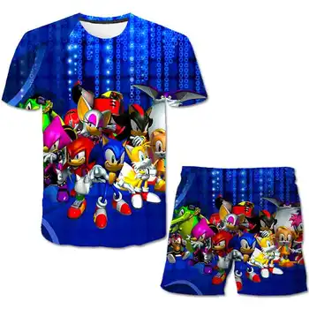 Sonic Majica s kratkimi rokavi Boys Tshirts In Hlače otroška Oblačila Določa Otroci Dekleta Vrhovi Tees Otroška Oblačila Kratek Rokav Teen Dekleta TShirts