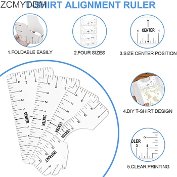 ZCMYDDM 4pcs T-Shirt Poravnavo Vladar T Shirt Poravnavo Orodja za Grafikon Risanje Predloge Oblačila Vzorec Design Šivanje Orodja