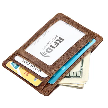 RFID Pravega Usnja, Denar, Sponke za Moške, Majhen Prenosni Denarnice Sprednji Žep Magnetni Kreditno Kartico Primeru Imetnik 13470