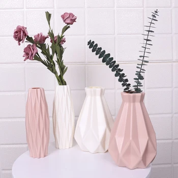 Origami Plastičnih Vaza Mlečno Belo Imitacije Keramični Cvetlični Lonec Cvetlični Košarico Cvet Vazo Dekoracijo Doma Nordijska Dekoracijo 3