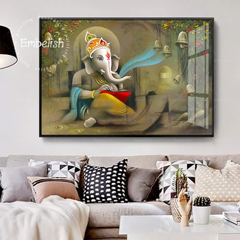 1 Kos Sodobno Hindujski Gospod Ganesha Bog Wall Art Slik, ki jih dnevno Sobo Sodoben Dom Dekor, Plakati, HD Platno Oljnih Slik