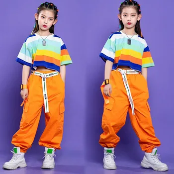 Otroci Jazz Plesne Kostume Hip Hop Show Obleke Trak TShirt Tovora Hlače Street Nositi Dekleta Fantje Dvorana Sodobni Stopnji Oblačila