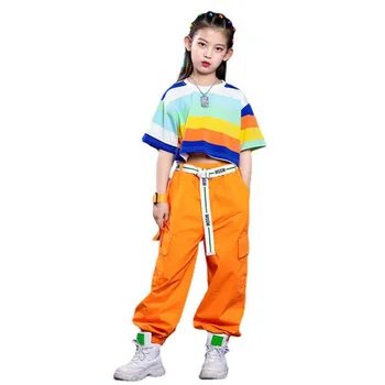 Otroci Jazz Plesne Kostume Hip Hop Show Obleke Trak TShirt Tovora Hlače Street Nositi Dekleta Fantje Dvorana Sodobni Stopnji Oblačila