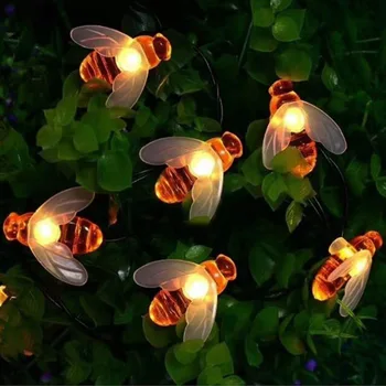 Solar Powered Srčkan Honey Bee Led Niz Vila Lučka 20leds 50leds Čebel na Prostem Vrt Navidad Kerst Božični Venci Luči