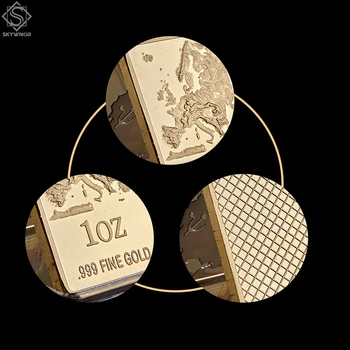 Evropski Zemljevid Replika Gold Bar 1 OZ 999 čistega Zlata Spominski Kovanec Zbirka