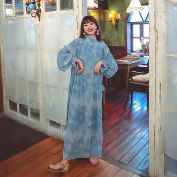 Film slike francoski obleko gleženj prahu modra meglica big metrov Hepburn veter zdrobljen lepo nežno obleko obleko