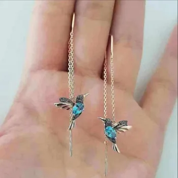 Edinstven Design Ptica Obesek Tassel Dolgo Spusti Uhani za ženske Elegantno Dekle Moda Nakit Hummingbird Uhan Kolczyki Brincos