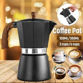 150/300 ML Praktično Aluminija aparat za Kavo Moka Kava Lonec Espresso Percolator Pot, Primerna Za Električne Peči Plinske Peči