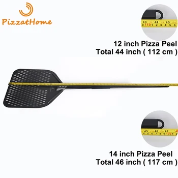 PizzAtHome Novo 44/46 Palčni Aluminija Trde Prevleke Perforirano Dolgo Pizza Olupimo Pravokotne Pizza Lopato Izmenljive Veslo Pizza Orodje