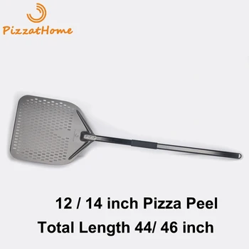 PizzAtHome Novo 44/46 Palčni Aluminija Trde Prevleke Perforirano Dolgo Pizza Olupimo Pravokotne Pizza Lopato Izmenljive Veslo Pizza Orodje