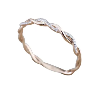 Obroči Zavite Oblike Kristalov Krog Rose Zlata prstana za Ženske Angažiranosti Obletnico Nakit 2021 Vroče Prodaje Anillos Bijoux Femme 13951