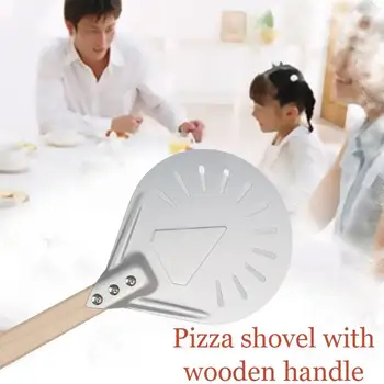 7 8 9 inch 40 cm Perforirano Pizza Obračanja Olupimo Pizza Lopato Aluminija leseni ročaj Pizza Olupimo Veslo, Kratek Pizza Orodje, ki Ne Zdrsne Ha