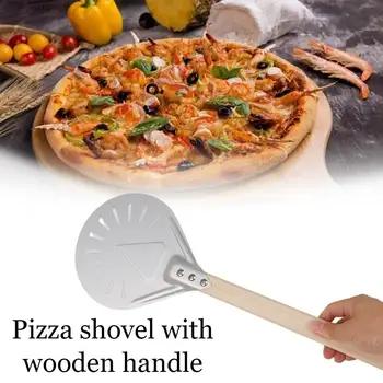 7 8 9 inch 40 cm Perforirano Pizza Obračanja Olupimo Pizza Lopato Aluminija leseni ročaj Pizza Olupimo Veslo, Kratek Pizza Orodje, ki Ne Zdrsne Ha