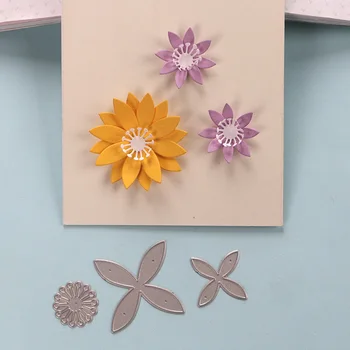 DUOFEN REZANJE KOVIN MATRICE 4 cvetnih listov rož 3pcs set za DIY papercraft projektov Album Papir Album 13966