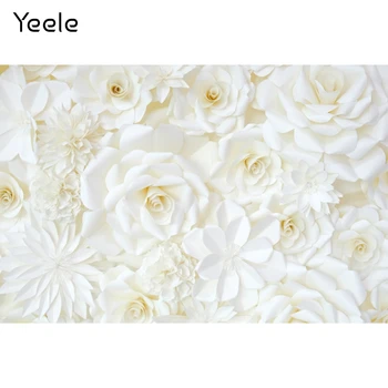 Yeele Poroko Scene Beli Cvetovi Steno Rojstni Cvetlični Fotografske Kulise Fotografija Ozadja Za Foto Studio