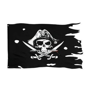 90*150 cm Luknjo v lobanjo in Križ Crossbones Sabres Meči Jolly Roger pirat Dead Man ' s Chest Zastav
