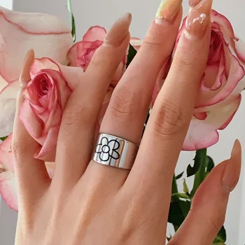 Modni prstan iz geometrijske nezakonitih kovinski odpiranje obroč temperament enostavno nastavljiv ring set za weman nakit darilo 141355