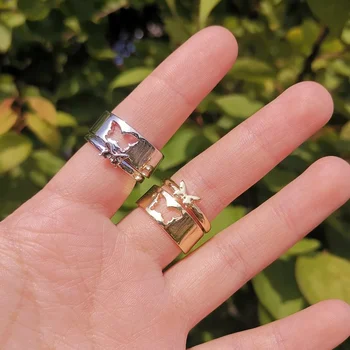 Modni prstan iz geometrijske nezakonitih kovinski odpiranje obroč temperament enostavno nastavljiv ring set za weman nakit darilo