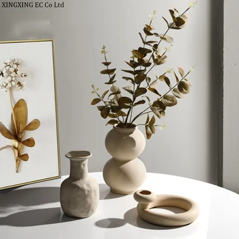 Nordijska Geometrijske Keramične Vaze Kreativno Dnevno Sobo, Spalnica Dekoracijo Cvetlični Aranžma Posušen Cvet Pribor Dekoracijo