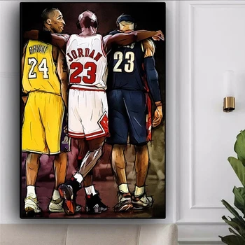 Kobe Bryant Plakat Košarkarske Zvezde Platno Slikarstvo Šport Igralec Wall Art Stenske Slike za Dnevni Sobi Doma Dekor Fantje Soba