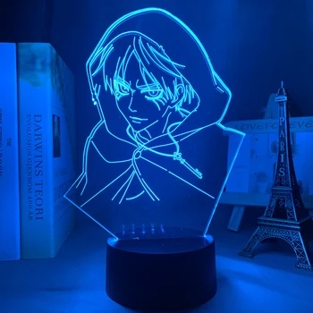 Anime 3d Lučka za Napad na Titan Er Yeager za Spalnica Dekoracijo Svetlobe Otroci Darilo Napad na Titan LED Nočna Lučka Er