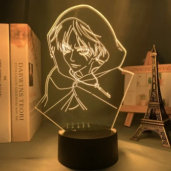 Anime 3d Lučka za Napad na Titan Er Yeager za Spalnica Dekoracijo Svetlobe Otroci Darilo Napad na Titan LED Nočna Lučka Er