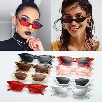 Moda za Ženske Letnik Mačka Oči, sončna Očala Majhen Okvir UV400 Sonce Odtenki Očala Ulica Očala Luksuzni Trendi sončna Očala