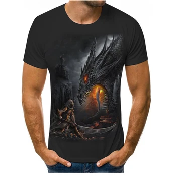 Dragon moške in ženske, modni prevelik T-shirt Phoenix poletnih O-vratu osebnost dihanje, kratka sleeved ulica 3D tiskanje 142607