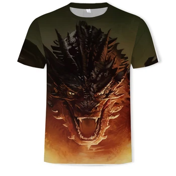 Dragon moške in ženske, modni prevelik T-shirt Phoenix poletnih O-vratu osebnost dihanje, kratka sleeved ulica 3D tiskanje