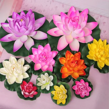 Umetni Beli Ponaredek Lotus Lily listov, cvetov BAZENU Vode, ki Plava ribnik cvetje, poročni dekoracijo Vrta 10 CM/18 cm