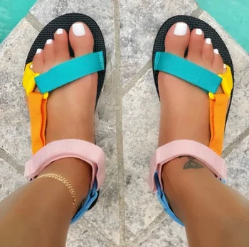 2021 Ženske Poletne Čevlje, Sandale Ravno Plaži Sandali Velcro Mode Outdoor, Casual Sandali Open Toe Sandalias Mujer 14377
