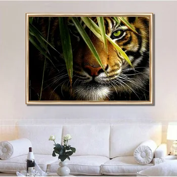 HUACAN Celoten Kvadratni/Krog Sveder Diamantni Slikarstvo Živali Tiger Vezenje Navzkrižno Šiv Okrasnih Sliko Dekoracijo Za Dom 143780