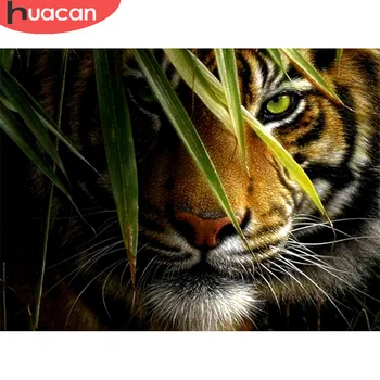 HUACAN Celoten Kvadratni/Krog Sveder Diamantni Slikarstvo Živali Tiger Vezenje Navzkrižno Šiv Okrasnih Sliko Dekoracijo Za Dom