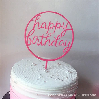 13 Stilov, Akril Ročno Pisanje Happy Birthday Cake Pokrivalo Krog Dvojno Plast Cupcake Pokrivalo Za Rojstni Dan Namiznih Dekor