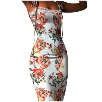 2021 ženska Moda in Ženske Priložnostne Obleke Cvjetnim Tiskanja Vezani Podrobno Čipke Trim Obleko Telo Con Sladko Seksi Temprement Tiskanja Vestido #t3p