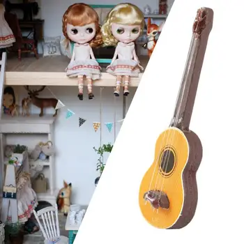1pcs Lutke Miniaturnega Pohištva Obrti Ornament Simulacije Mini Kitara Glasbeni Instrument Scene Model Lutke Dodatki