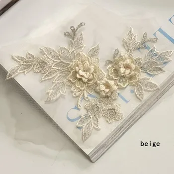 1 Par Elegantna 3D Cvet Čipke Aplicirano Vezene Aplicirano Šivanje Cvet Tkanine Obliž Za Poročne Obleke Poročne obleke Oblačila