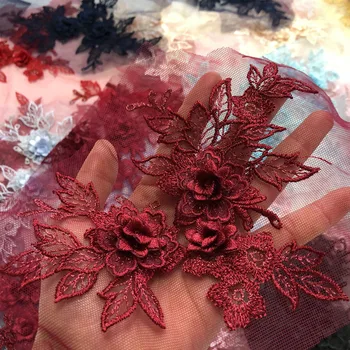 1 Par Elegantna 3D Cvet Čipke Aplicirano Vezene Aplicirano Šivanje Cvet Tkanine Obliž Za Poročne Obleke Poročne obleke Oblačila