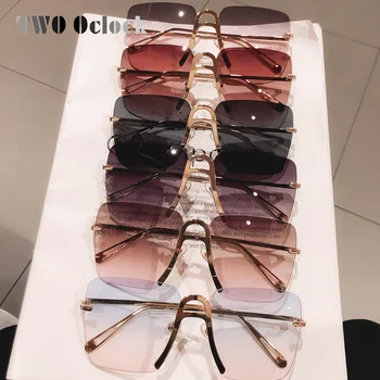 Prevelik Kvadratnih sončna Očala Ženske 2021 Luksuzne blagovne Znamke Oblikovalec Gradient Leče Rimless Odtenkih Za Ženske, Sonce Glases zonnebril dames