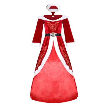 Ženske božička Kostum za Santa Claus Cosplay Božični Kostum Obleko pasu Pasu Klobuk 3Pcs bo Ustrezala Maškarada Žogo Fazi Kostum