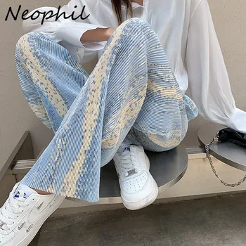Neophil Tie Dye Priložnostne Širok Noge Hlače Za Ženske Elastični Pas 2021 Poletje Ženska Moda Ohlapno Nagubano Dolge Hlače Hlače P21620